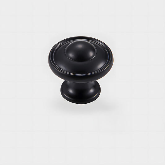 Black vintage cabinet knob with decorative backplate, presented in another view on a clean neutral background