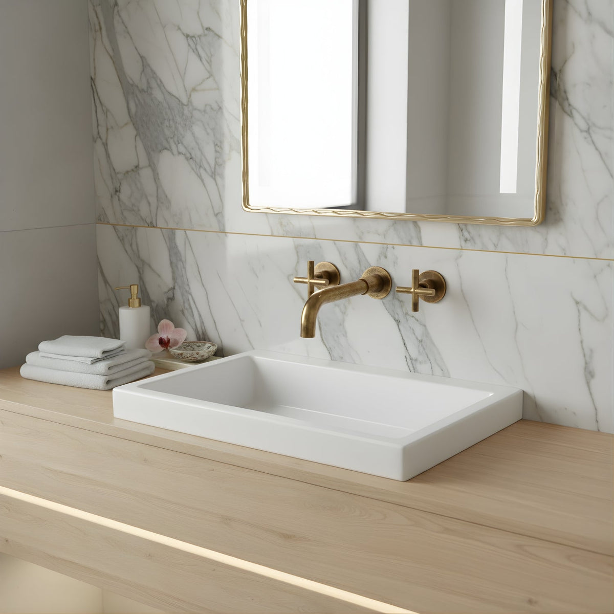 Wallora Wall-Mounted Bathroom Sink Faucet with Dual Handles