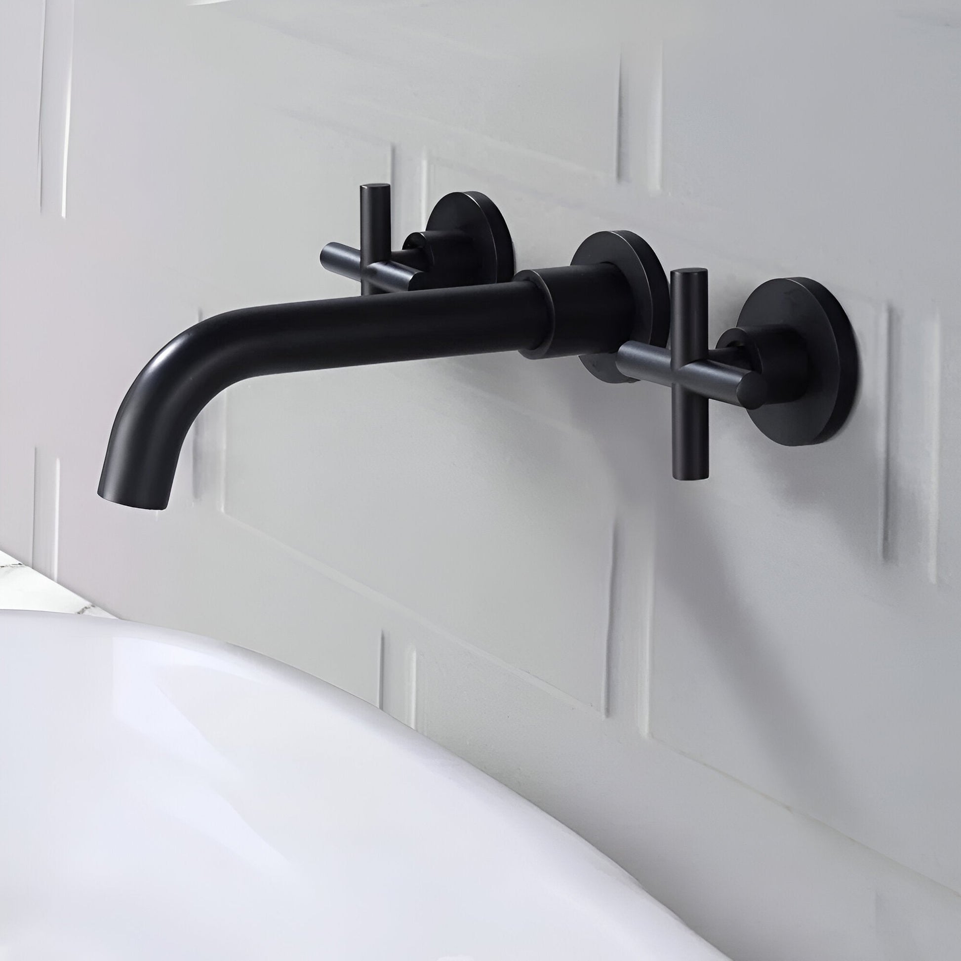 Wallora Wall-Mounted Bathroom Sink Faucet with Dual Handles