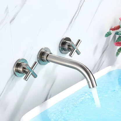 Wallora Wall-Mounted Bathroom Sink Faucet with Dual Handles