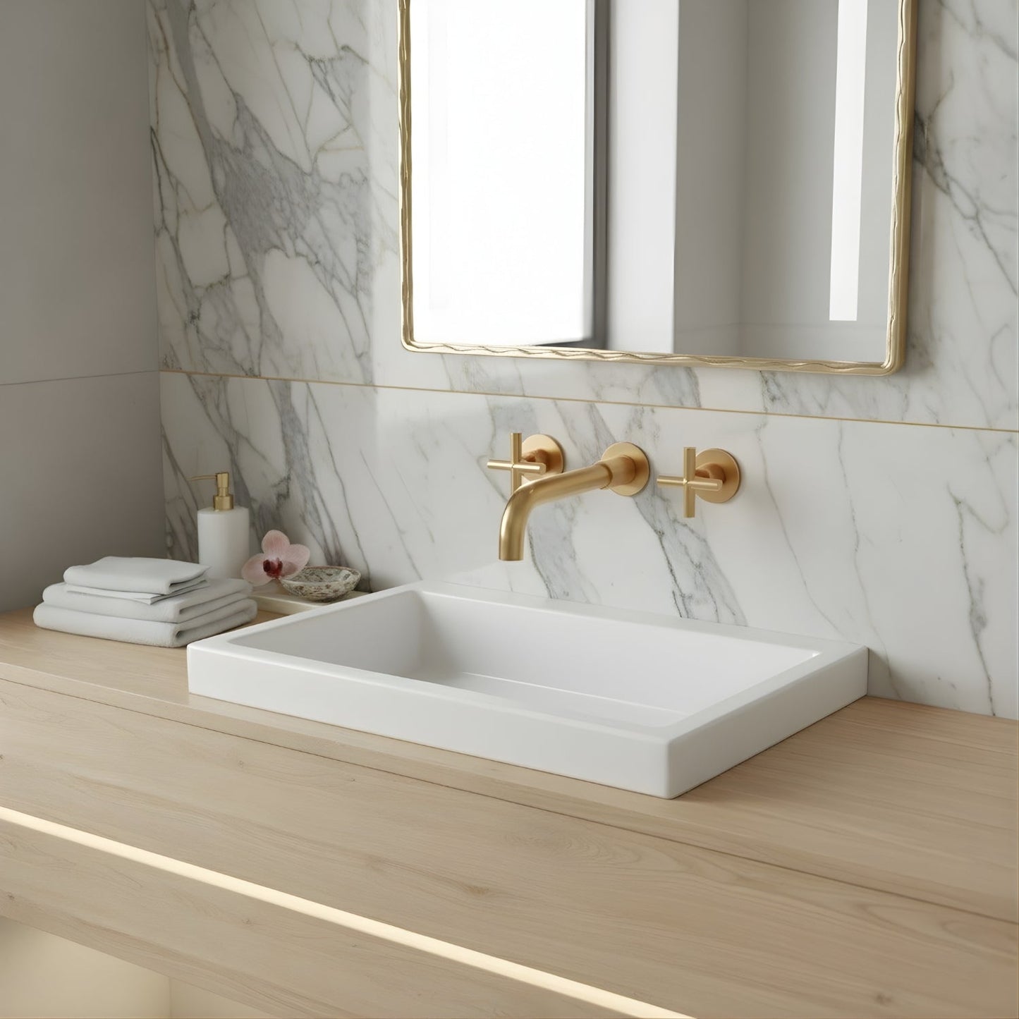 Wallora Wall-Mounted Bathroom Sink Faucet with Dual Handles