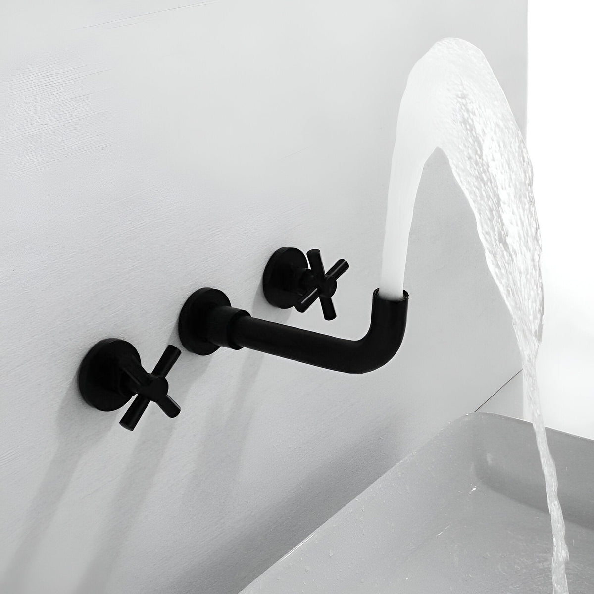 Wallora Wall-Mounted Bathroom Sink Faucet with Dual Handles