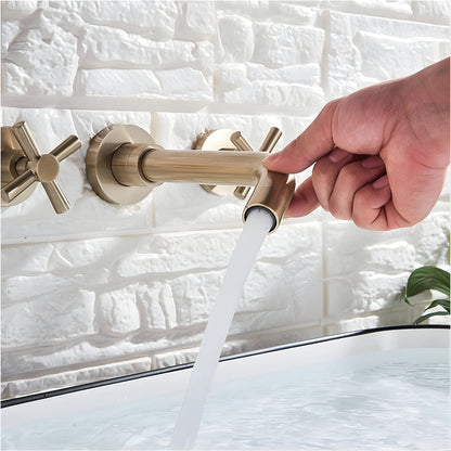 Wallora Wall-Mounted Bathroom Sink Faucet with Dual Handles