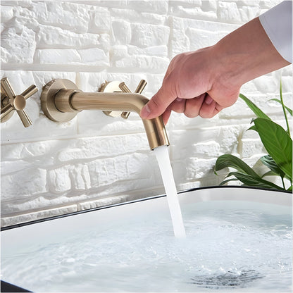 Wallora Wall-Mounted Bathroom Sink Faucet with Dual Handles