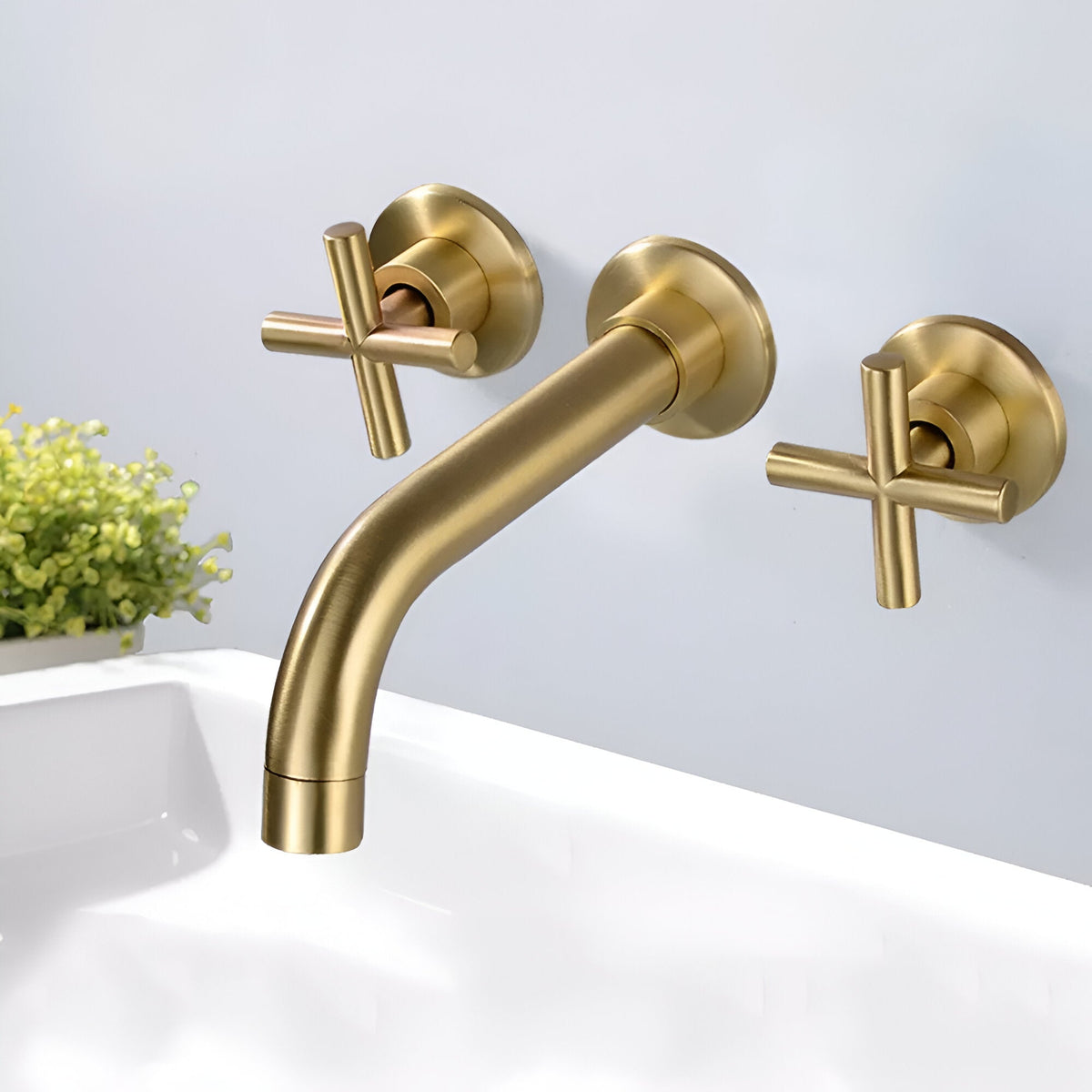 Wallora Wall-Mounted Bathroom Sink Faucet with Dual Handles