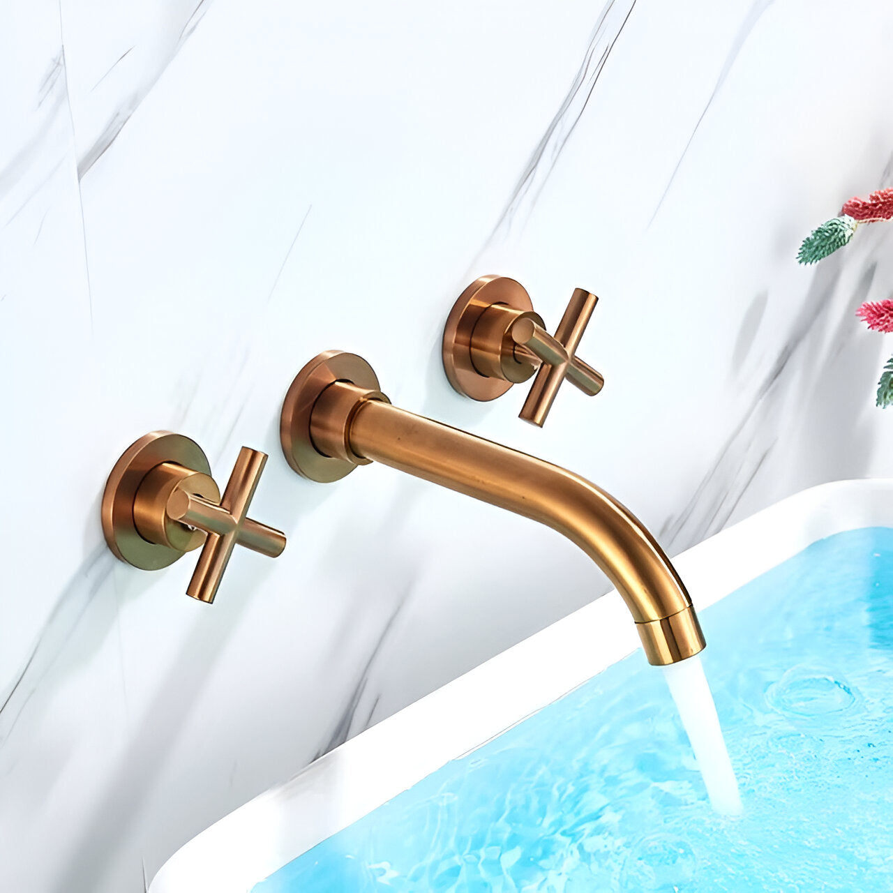 Wallora Wall-Mounted Bathroom Sink Faucet with Dual Handles
