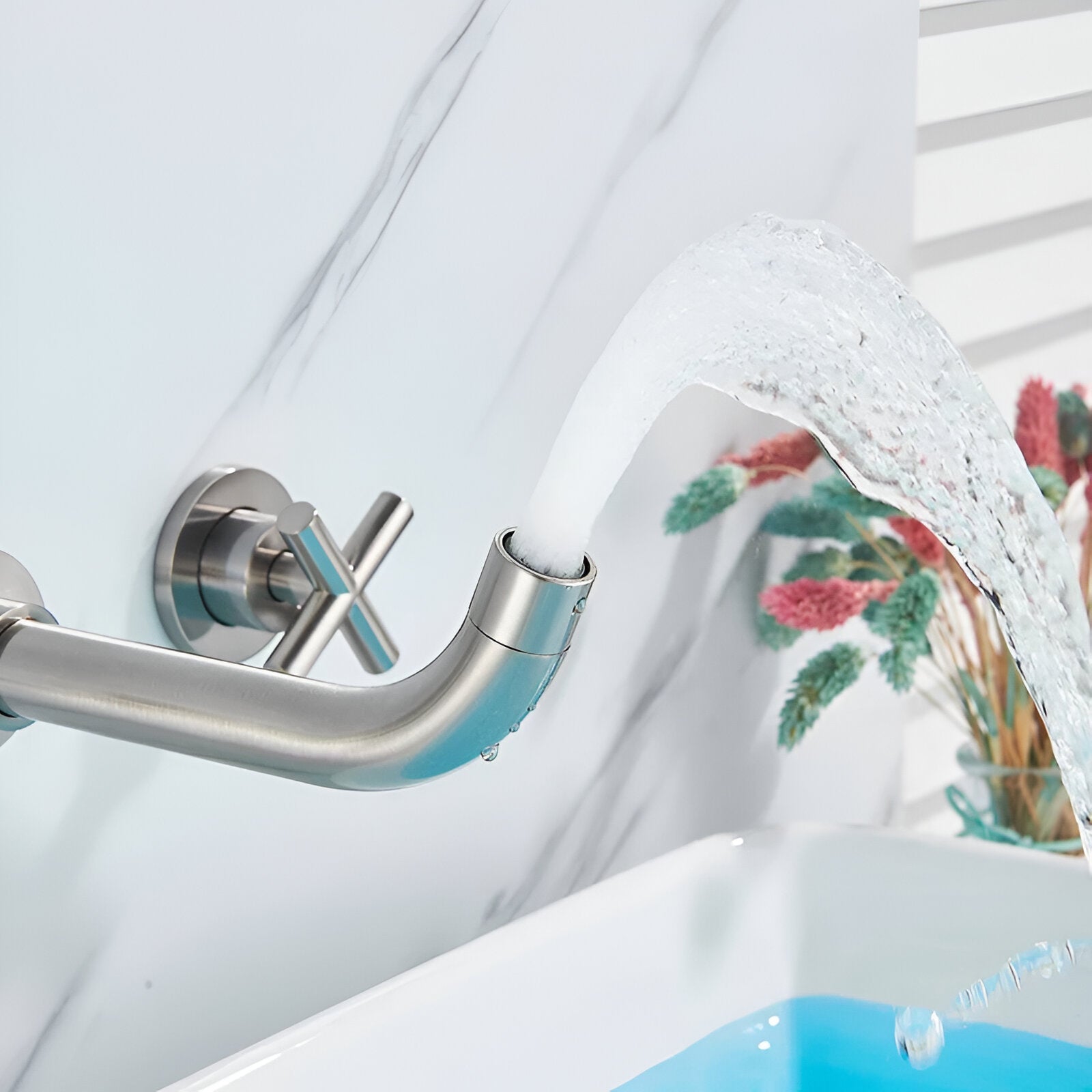 Wallora Wall-Mounted Bathroom Sink Faucet with Dual Handles