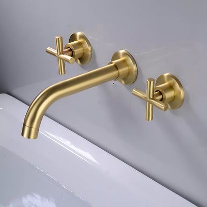 Wallora Wall-Mounted Bathroom Sink Faucet with Dual Handles