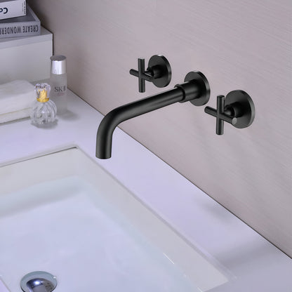 Wallora Wall-Mounted Bathroom Sink Faucet with Dual Handles