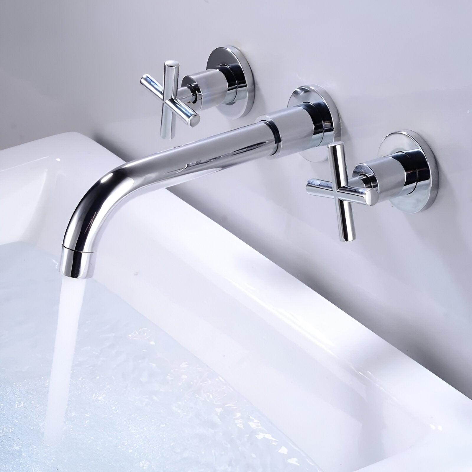 Wallora Wall-Mounted Bathroom Sink Faucet with Dual Handles