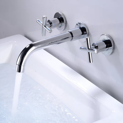 Wallora Wall-Mounted Bathroom Sink Faucet with Dual Handles