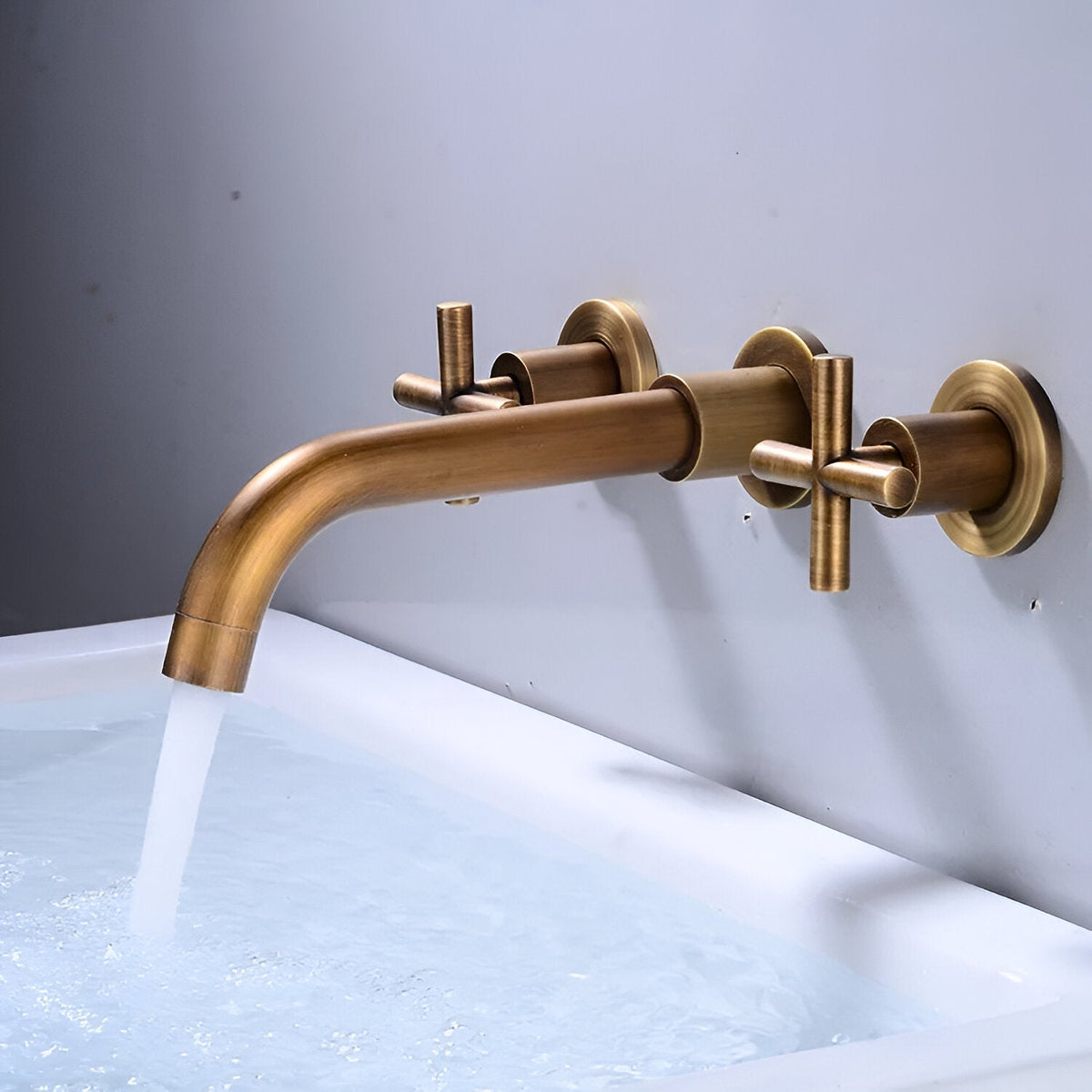 Wallora Wall-Mounted Bathroom Sink Faucet with Dual Handles