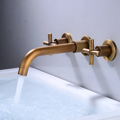 Wallora Wall-Mounted Bathroom Sink Faucet with Dual Handles