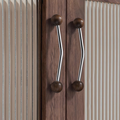 Comforsyco Walnut Round Head Cabinet Handles for Wardrobes