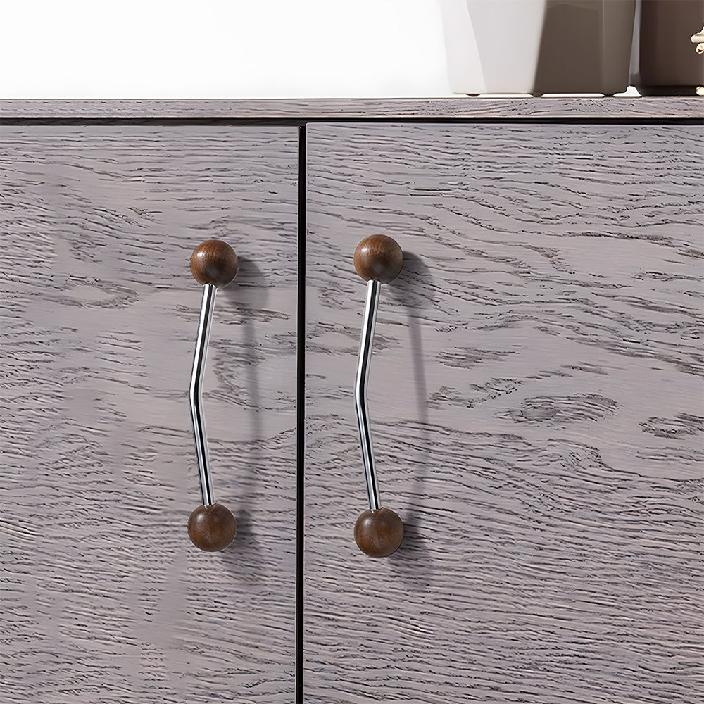 Comforsyco Walnut Round Head Cabinet Handles for Wardrobes