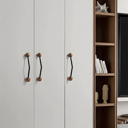 Comforsyco Walnut Round Head Cabinet Handles for Wardrobes