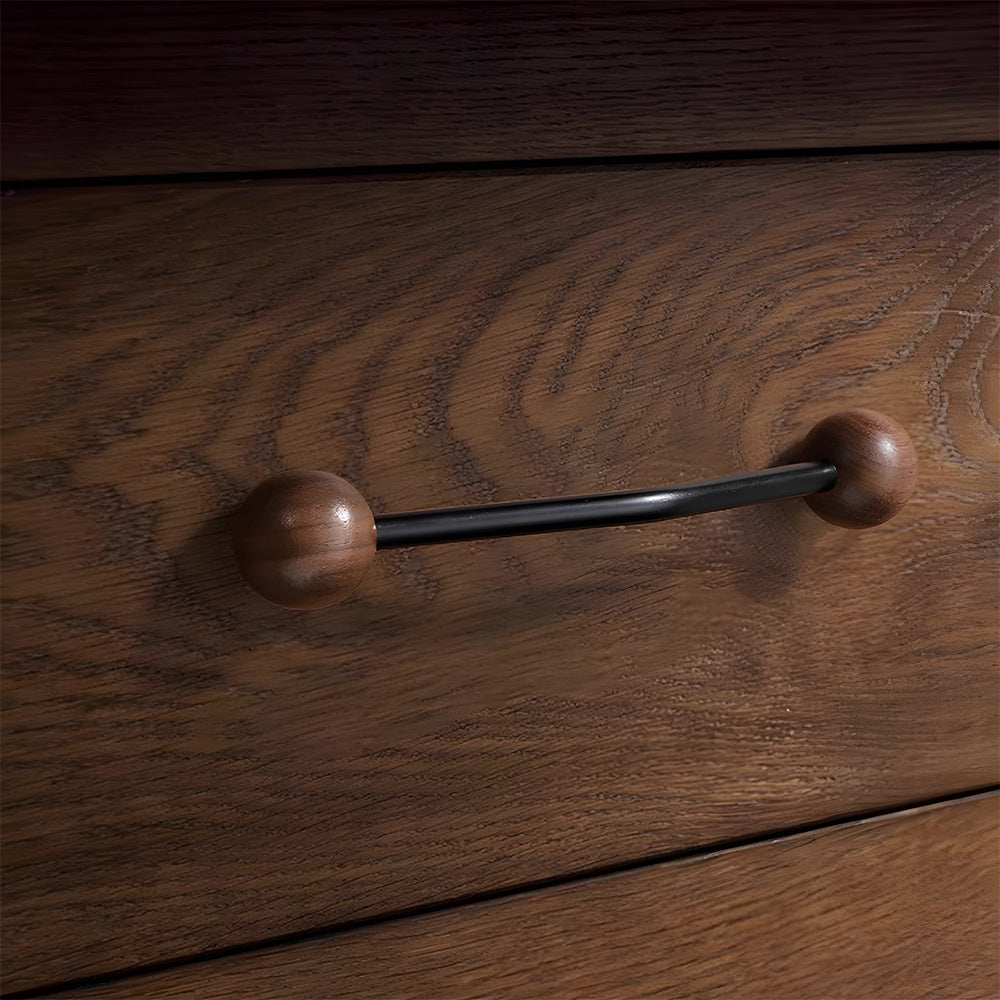 Comforsyco Walnut Round Head Cabinet Handles for Wardrobes