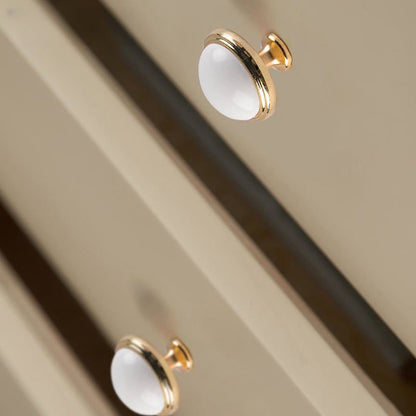 Comforsyco White Ceramic Cabinet Pulls and Knobs, Gold / Black Options