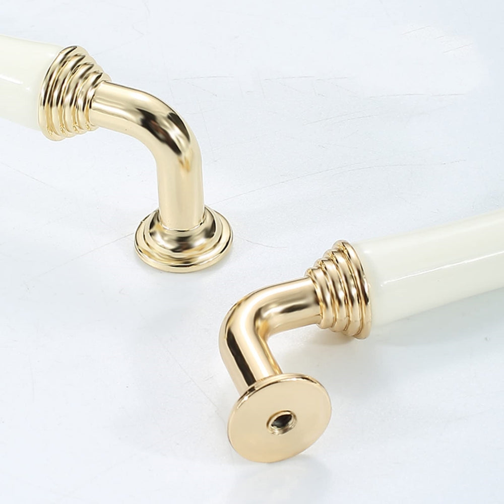 Comforsyco White Ceramic Cabinet Pulls and Knobs, Gold / Black Options