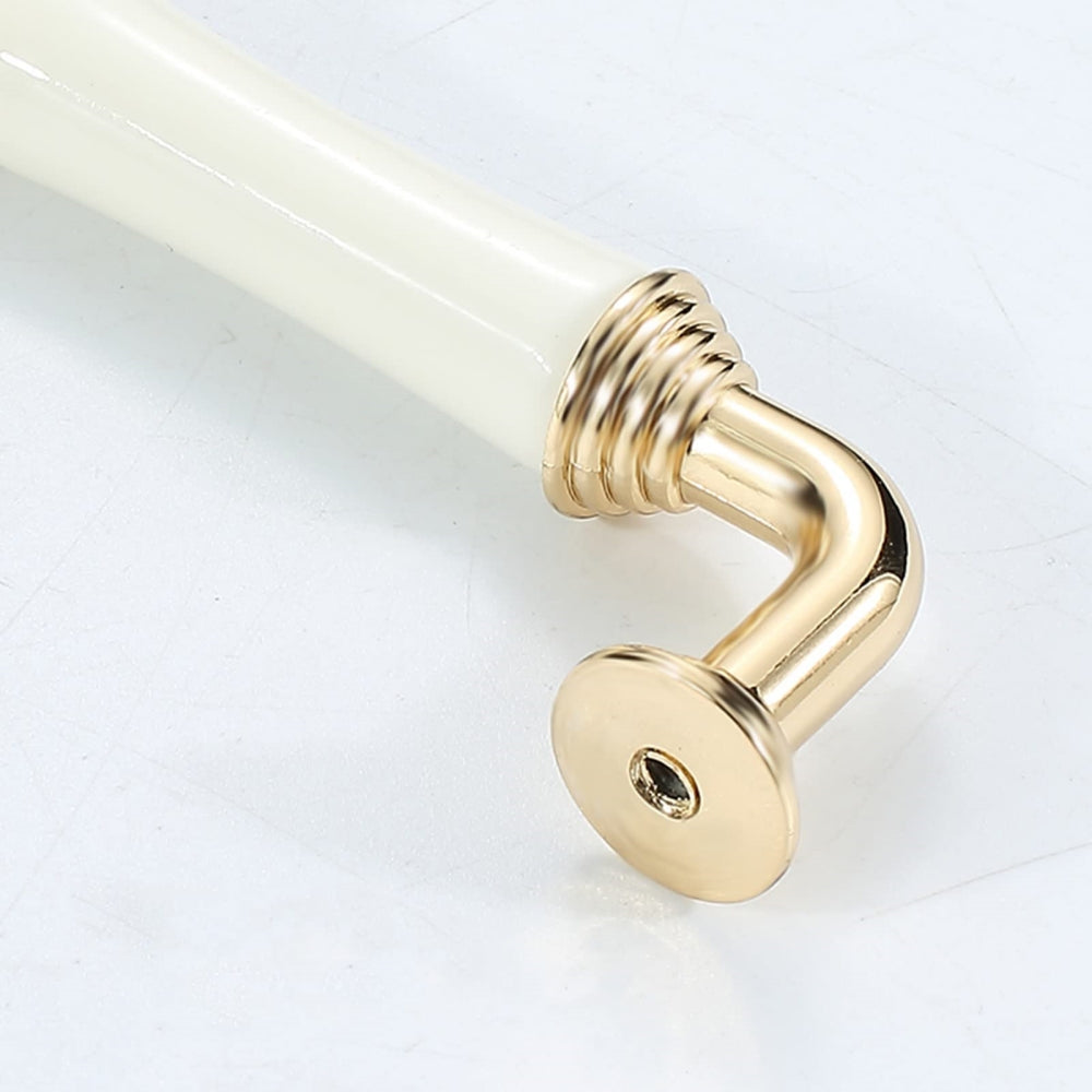Comforsyco White Ceramic Cabinet Pulls and Knobs, Gold / Black Options