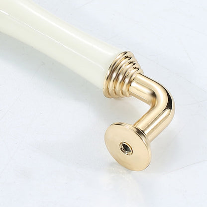 Comforsyco White Ceramic Cabinet Pulls and Knobs, Gold / Black Options