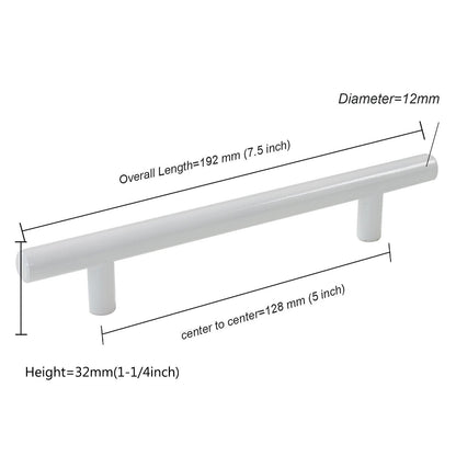 Comforsyco White Stainless Steel T-Bar Cabinet Pulls and Drawer Handles