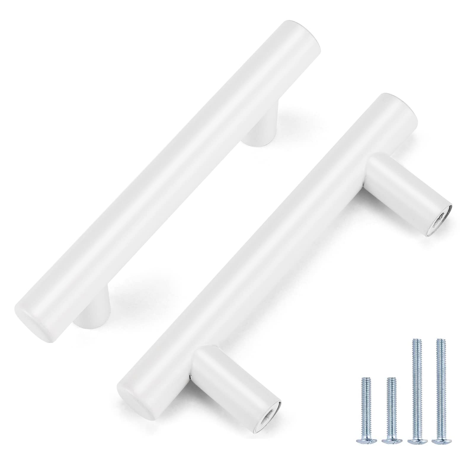 Comforsyco White Stainless Steel T-Bar Cabinet Pulls and Drawer Handles