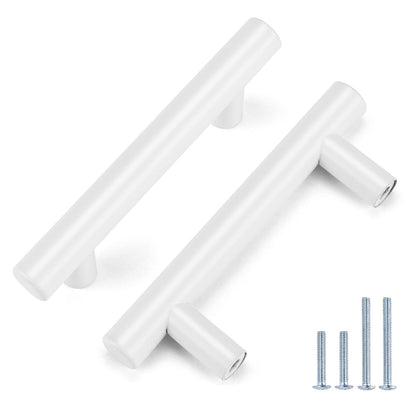 Comforsyco White Stainless Steel T-Bar Cabinet Pulls and Drawer Handles