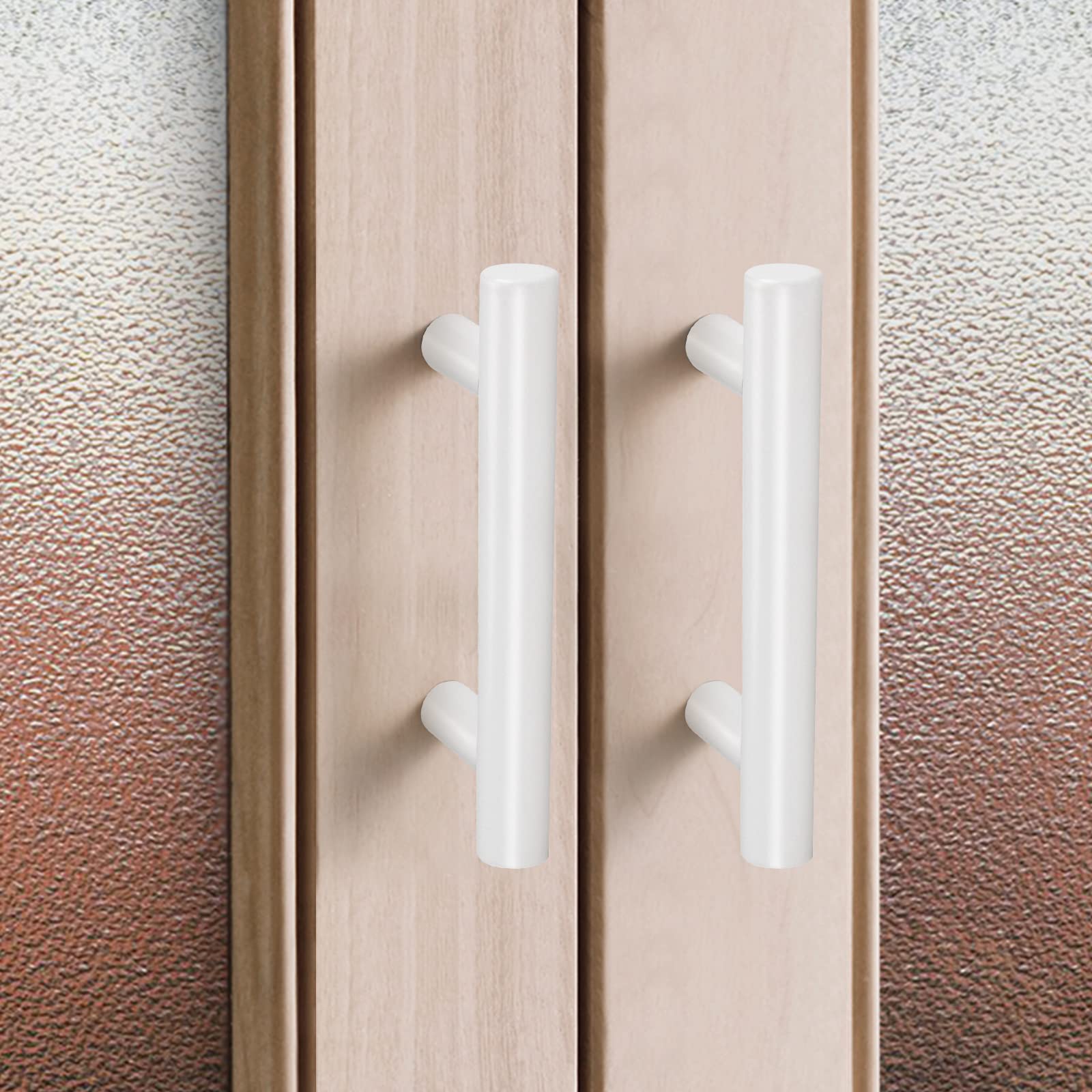 Comforsyco White Stainless Steel T-Bar Cabinet Pulls and Drawer Handles