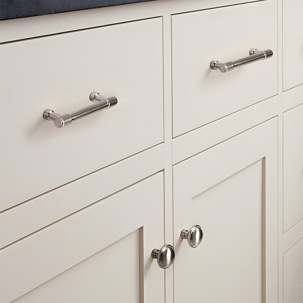 Comforsyco Zinc Alloy Round Bar Cabinet Pulls with Matching Knobs
