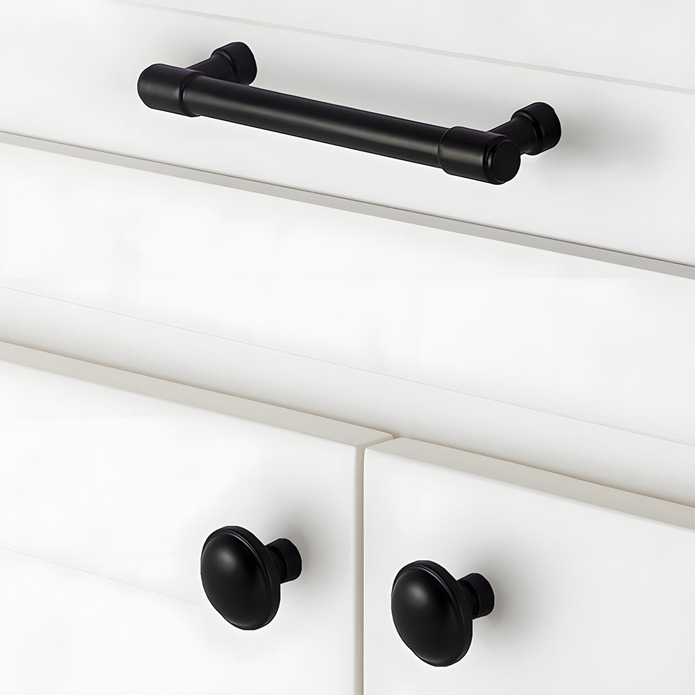 Comforsyco Zinc Alloy Round Bar Cabinet Pulls with Matching Knobs