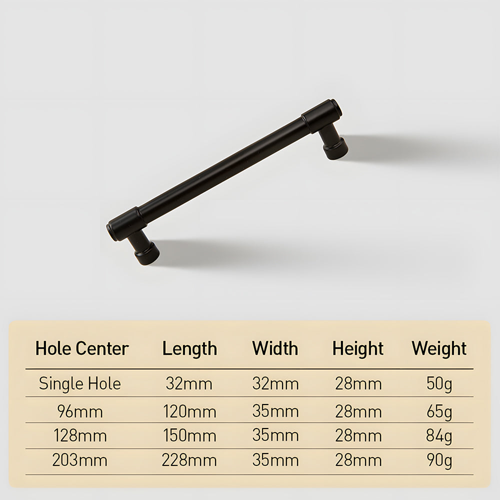 Comforsyco Zinc Alloy Round Bar Cabinet Pulls with Matching Knobs