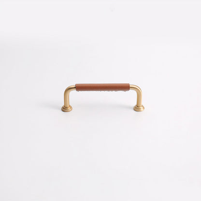 Leather-Wrapped Round Bar Cabinet Pulls and Door Handles