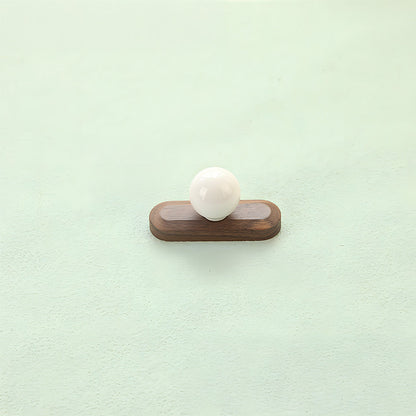 Wood Cabinet Pulls with Colorful Ball Knobs