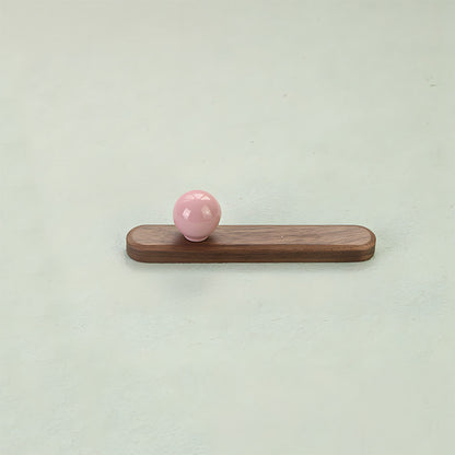 Wood Cabinet Pulls with Colorful Ball Knobs