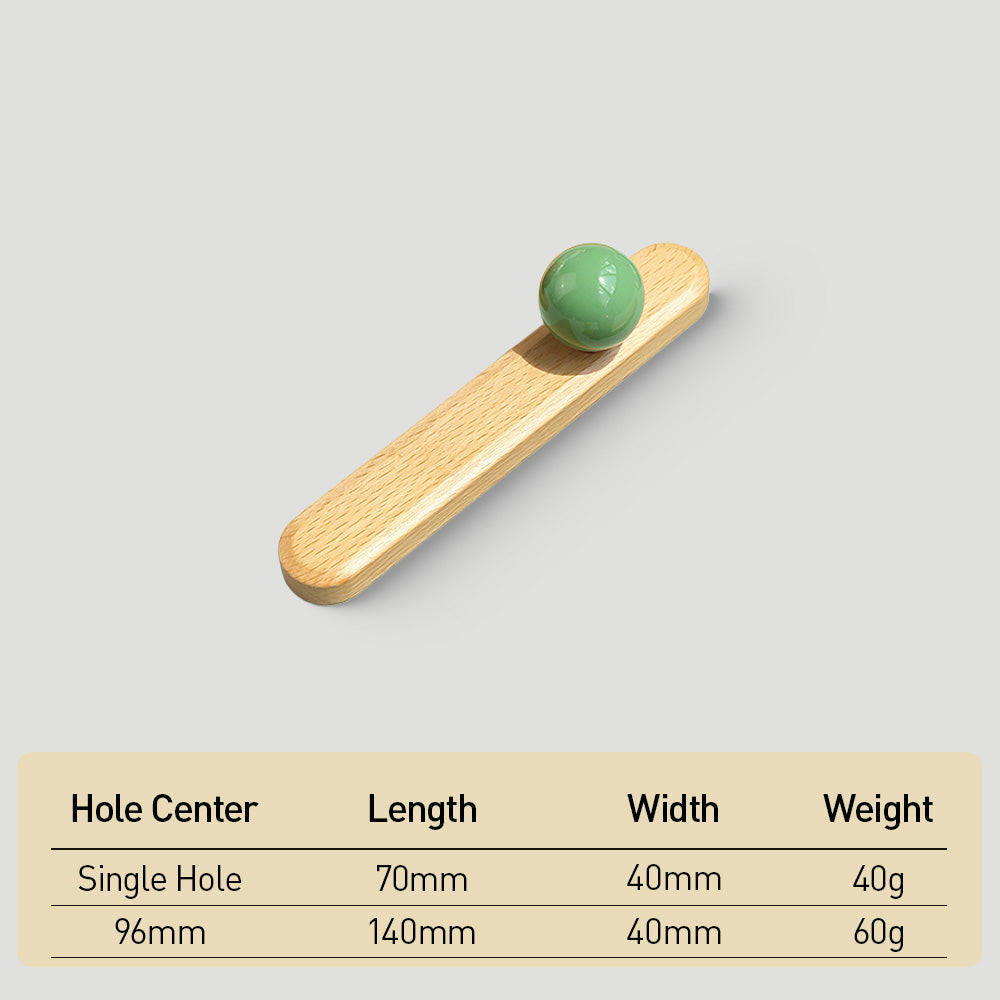 Wood Cabinet Pulls with Colorful Ball Knobs