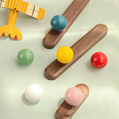 Wood Cabinet Pulls with Colorful Ball Knobs