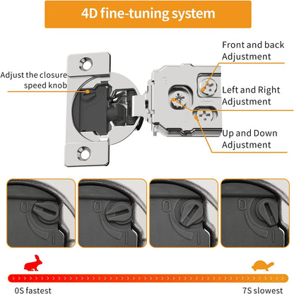 Marlow 105° Adjustable Soft-Close Concealed Cabinet Hinges for Face Frame Cabinets