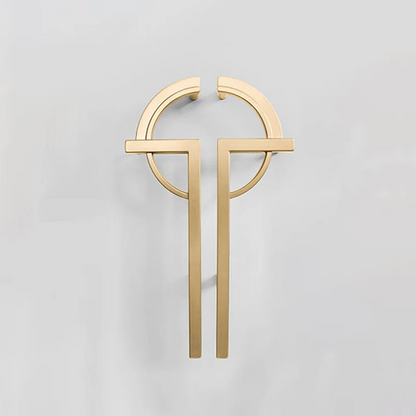 Paired Half Moon Cabinet Pulls with Bar Handles