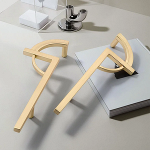 Paired Half Moon Cabinet Pulls with Bar Handles