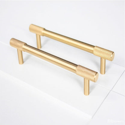 Brushed Gold Knurled Pulls for Cabinets and Drawers