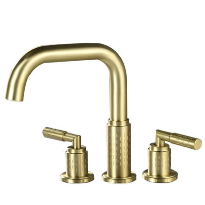 Dorvia Modern High-Arc Two-Handle 3-Hole Widespread Bathroom Sink Faucet with Textured Details