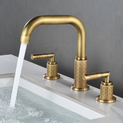 Dorvia Modern High-Arc Two-Handle 3-Hole Widespread Bathroom Sink Faucet with Textured Details