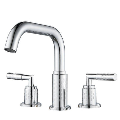 Dorvia Modern High-Arc Two-Handle 3-Hole Widespread Bathroom Sink Faucet with Textured Details