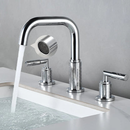 Dorvia Modern High-Arc Two-Handle 3-Hole Widespread Bathroom Sink Faucet with Textured Details