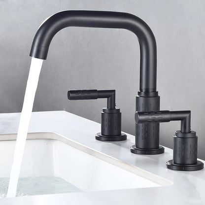 Dorvia Modern High-Arc Two-Handle 3-Hole Widespread Bathroom Sink Faucet with Textured Details