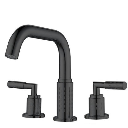 Dorvia Modern High-Arc Two-Handle 3-Hole Widespread Bathroom Sink Faucet with Textured Details