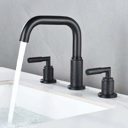 Dorvia Modern High-Arc Two-Handle 3-Hole Widespread Bathroom Sink Faucet with Textured Details