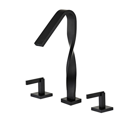 Elara Modern Twisted Two-Handle 3-Hole Widespread Bathroom Sink Faucet