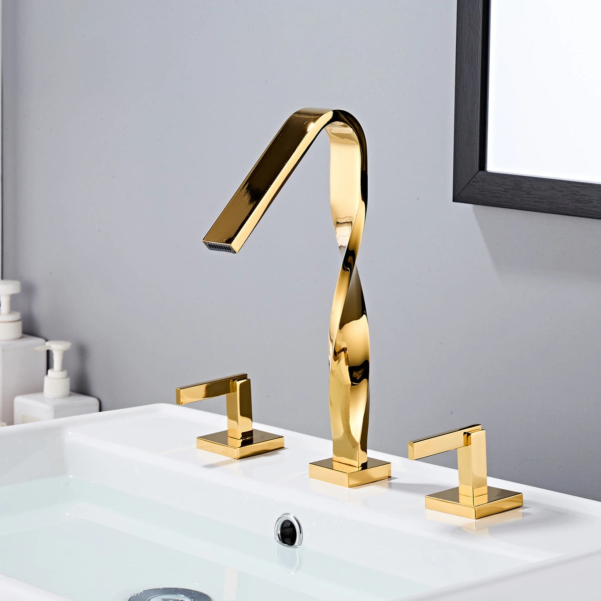 Elara Modern Twisted Two-Handle 3-Hole Widespread Bathroom Sink Faucet
